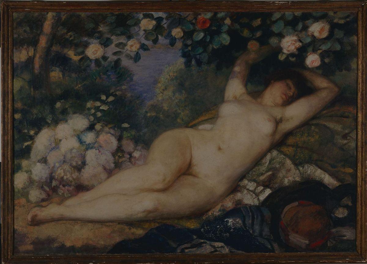 Femme nue à la rose