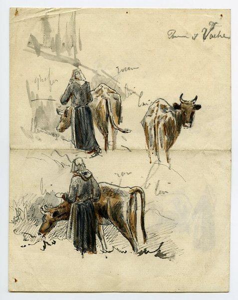 Femme et vaches (recto) ; Femme et vaches (verso)_0