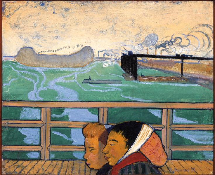 Deux femmes sur la passerelle d'Asnières_0