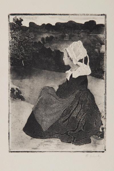 Bretonne en noir ou Bretonne assise_0