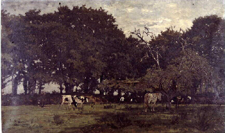Cheval et vaches dans un champ en jachère_0