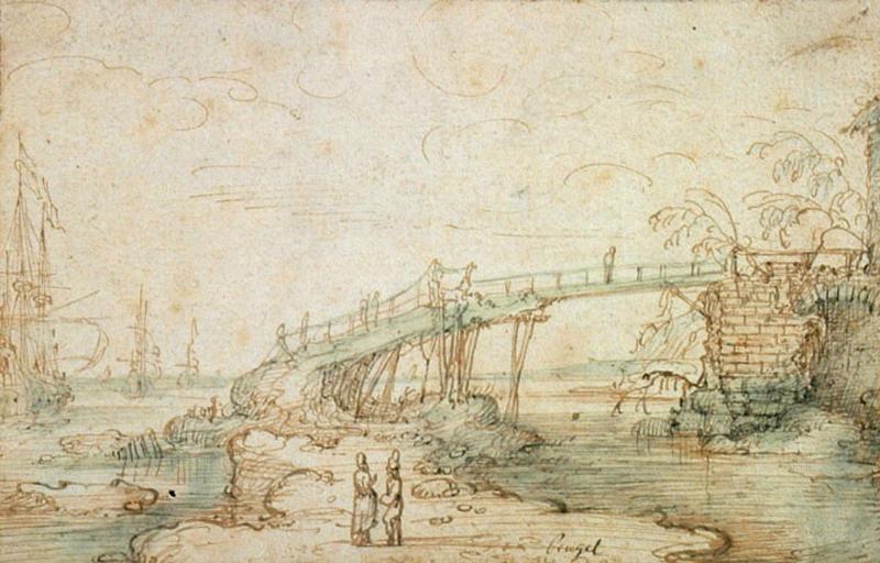 Marine à la passerelle de bois, Cornelis Claesz van Wieringen, 1ère moitié 17e siècle