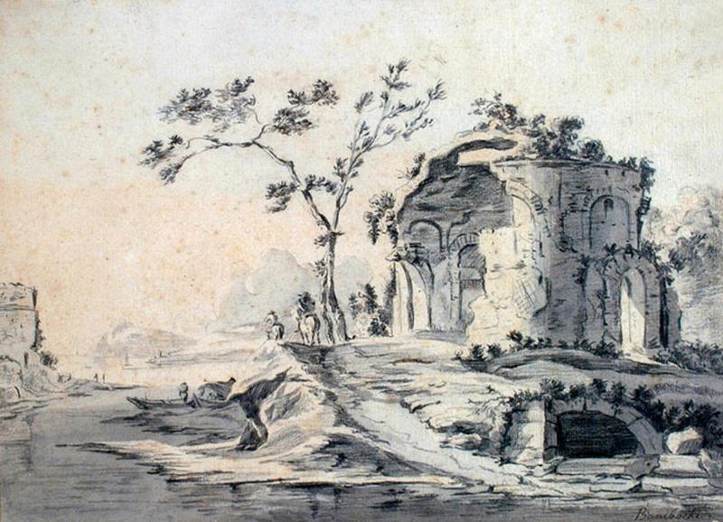 Paysage : ruine d'un temple de la villa Adriana_0