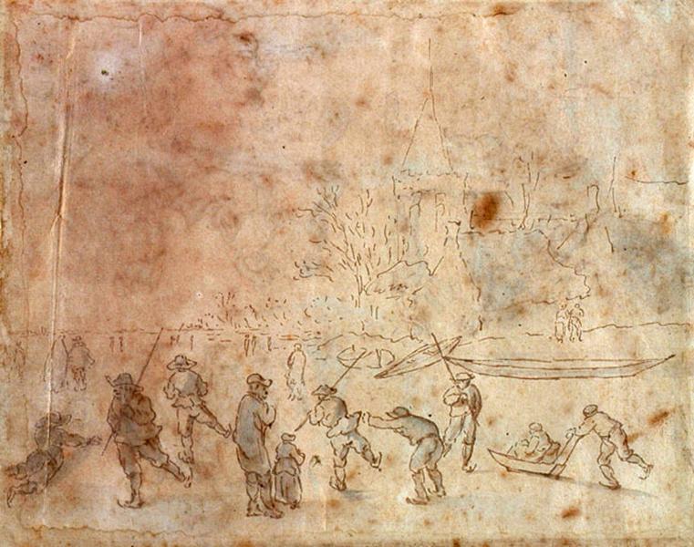 Des patineurs (recto) ; Scène de moisson (verso)_0