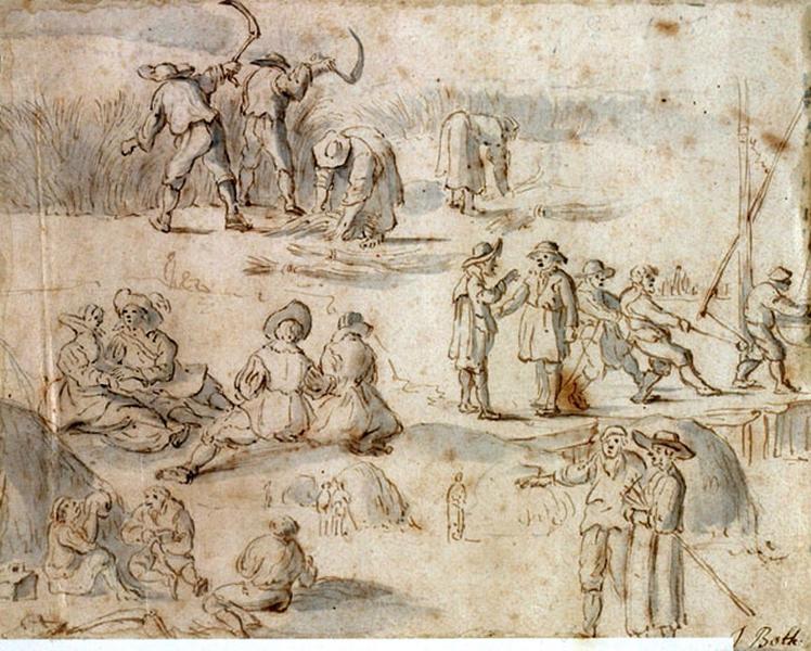 Des patineurs (recto) ; Scène de moisson (verso)_1