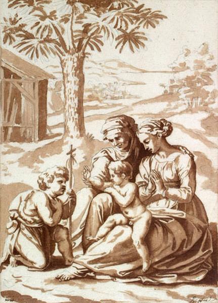 La Vierge, l'Enfant Jésus et Saint Jean, Jan de Bisschop, 2e quart 17e siècle, 3e quart 17e siècle