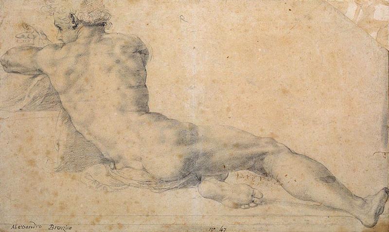 Homme nu allongé vu de dos, Alessandro Allori, 2e moitié 16e siècle, 1er quart 17e siècle