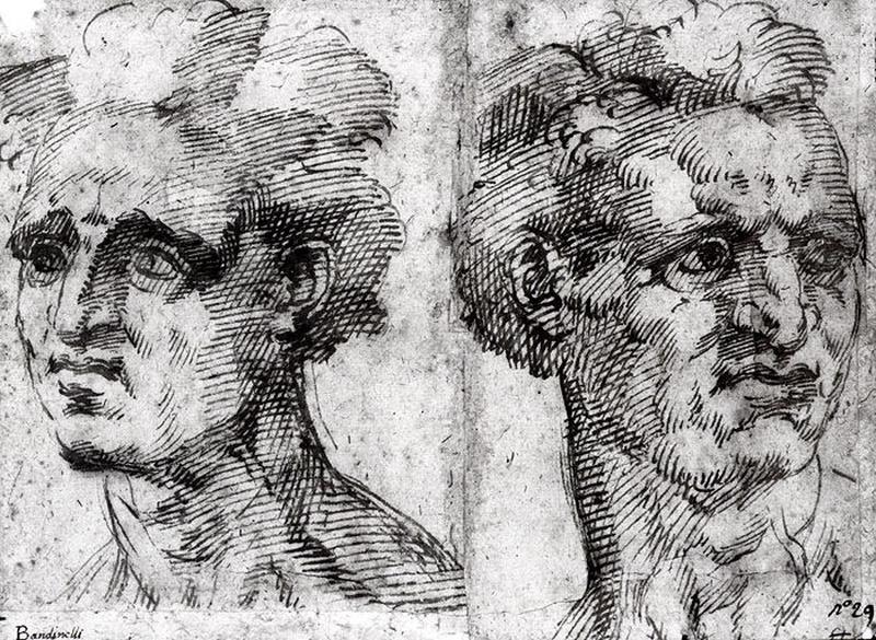 Deux têtes, Bartolommeo Bandinelli, 16e siècle