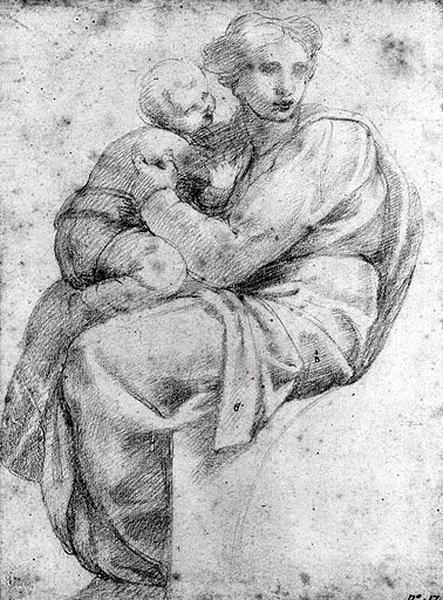 Femme tenant un enfant, Michelangelo Buonarroti