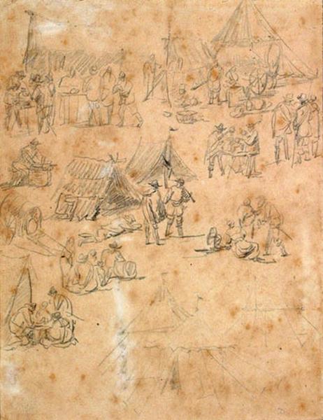 Soldats dans un camp, David Téniers, 2e quart 17e siècle, 2e moitié 17e siècle