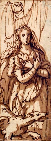 Sainte Marguerite ; Figure de femme avec un dragon, Gerard Seghers, 1ère moitié 17e siècle