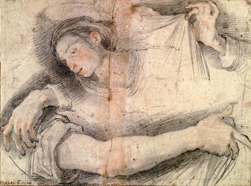 Etude de bras, de mains et de tête, Ferrau Fenzoni, 1614-1623