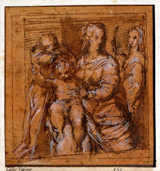 La sainte famille et sainte Catherine, Girolamo Da Sermoneta, 2e moitié 16e siècle