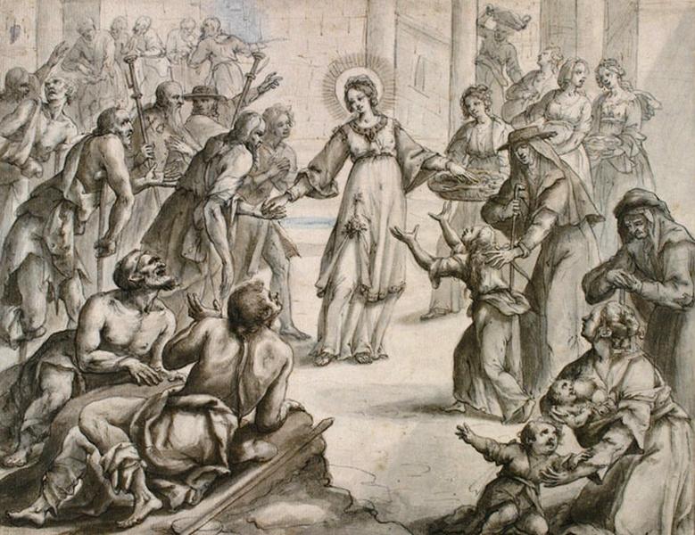 Une sainte faisant l'aumône_0