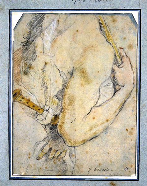 Etude d'épaule et de bras d'un homme vu de dos, Federico Barocci, 1590 avant