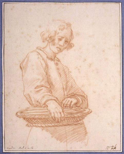 Jeune homme vu à mi-corps tenant une corbeille, Jacopo Chimenti, 4e quart 16e siècle, 1er quart 17e siècle