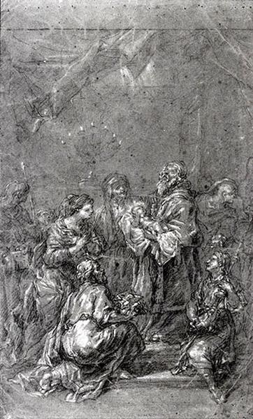 La Purification de la Vierge ; Présentation de Jésus au Temple (recto) ; Fragment de composition (verso)_0