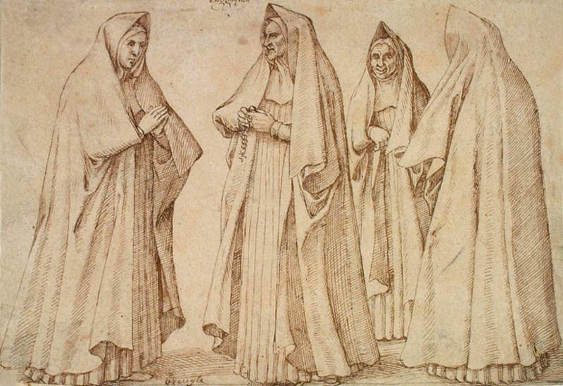 Quatre religieuses ; Quatre figures de femmes ; Quatre béguines, Pieter I Bruegel, 16e siècle