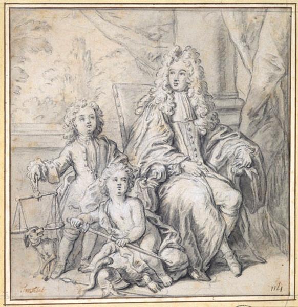 Portrait de magistrat assis ; Portrait en pied d'un magistrat (autre titre) ; Projet de portrait d'un magistrat avec ses enfants (autre titre), Jean Tortebat, 4e quart 17e siècle, 1er quart 18e siècle