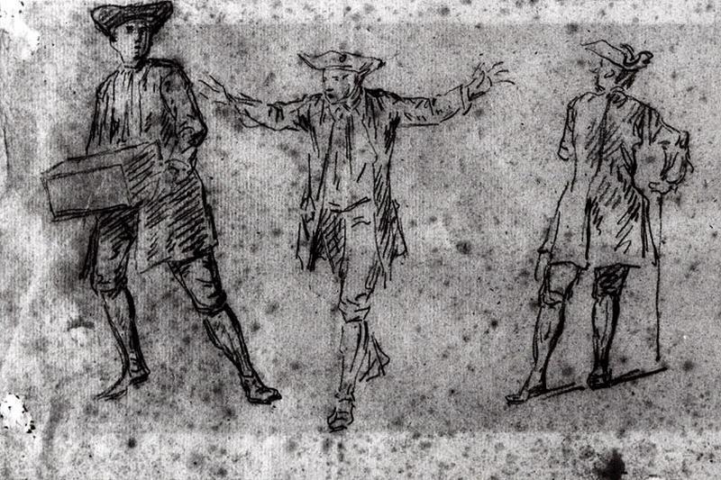 Paysan debout (recto) ; Homme (recto) ; Trois études (verso)_1