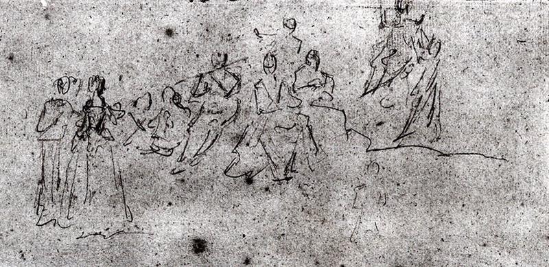 Homme debout de profil (recto) ; Personnes en conversation (verso)_1