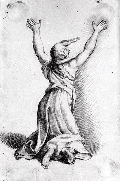Troyenne à genoux, levant les bras, Raphaël, 18e siècle