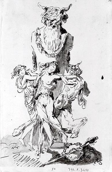 Deux Bacchantes et un faune dansant, André Lebrun, 2e moitié 17e siècle, 1er quart 18e siècle