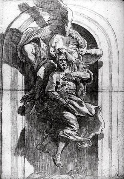 Ange et vieillard dans une niche_0