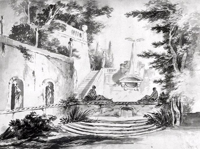 Intérieur d'un jardin, Jean Baptiste Marie Pierre, 18e siècle