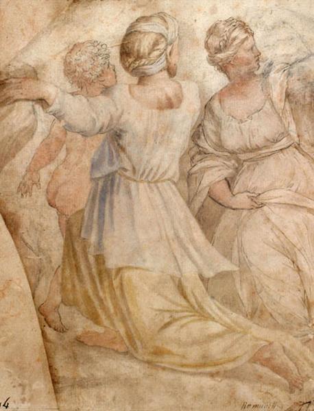 Femmes agenouillées, Giovanni Francesco Romanelli, 17e siècle