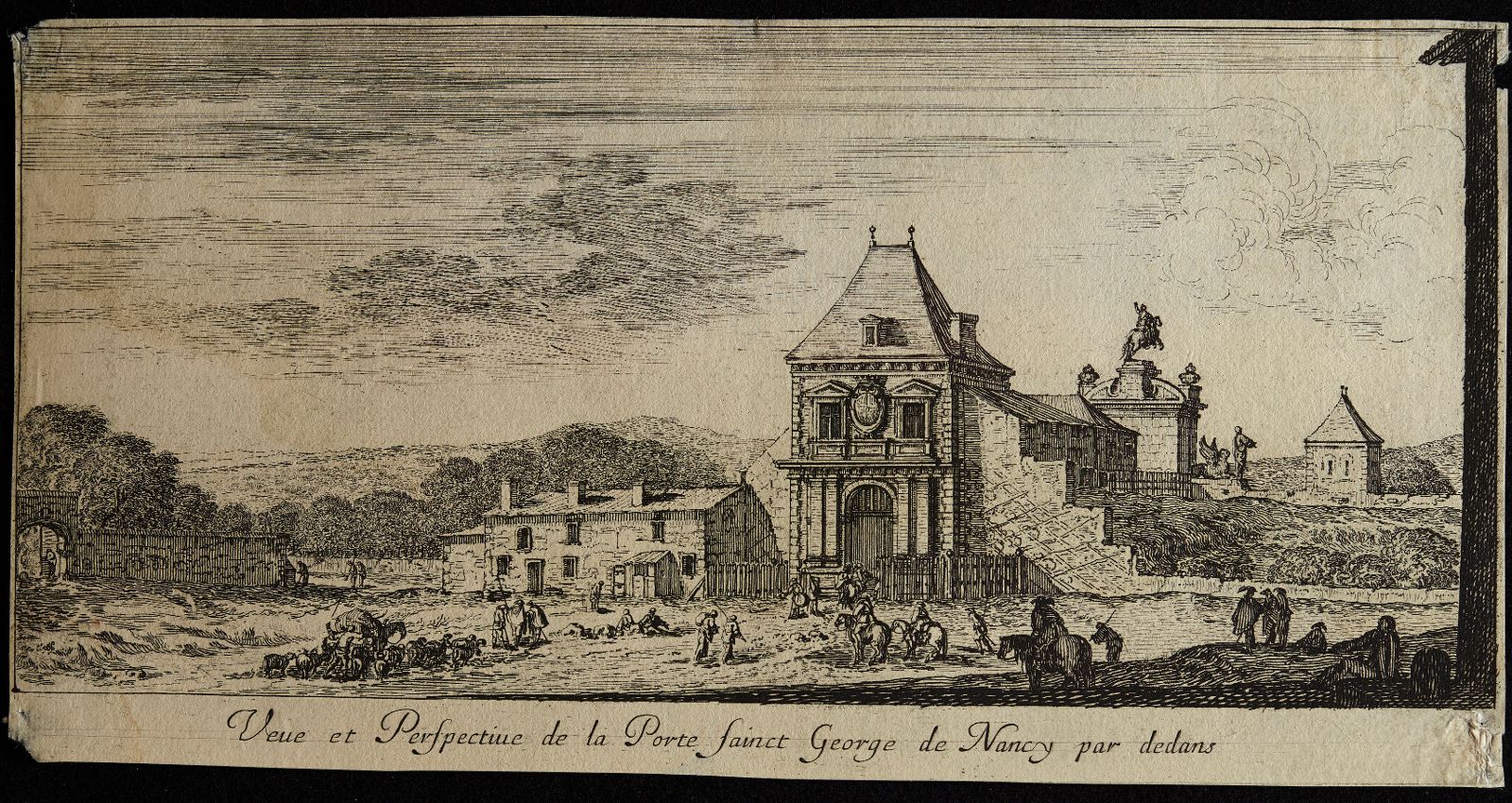 Profil de la ville de Nancy et lieux plus remarquables des environs d'Icelle (04) : Vue et perspective de la porte Saint George par dedans à Nancy_0