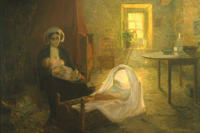Intérieur berrichon (Titre d'origine) ; Femme près d'un berceau (Titre ancien)_0