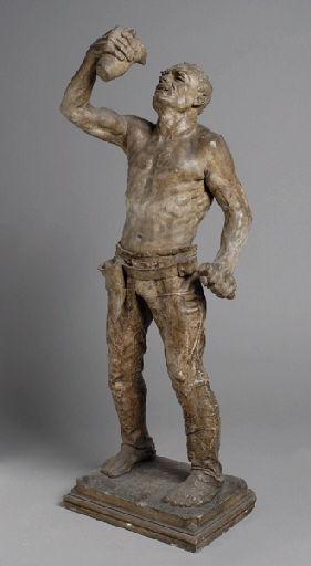 Moissonneur buvant à la régalade (Titre factice), Jean Eugène Baffier, 1886