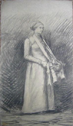 Jeune femme en robe longue (Titre factice), Jean Eugène Baffier, 4e quart 19e siècle, 1er quart 20e siècle