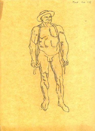 Homme nu, vu de face, coiffé d'un chapeau rond (Titre factice)_0