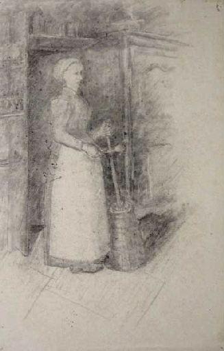 Femme debout en robe longue (Titre factice), Jean Eugène Baffier, 4e quart 19e siècle, 1er quart 20e siècle