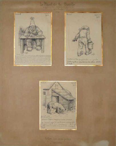 Lettres d'un vieux païsan berrichon ; Homme assis de face (Titre factice Première vignette.) ; Homme marchant à droite (Titre factice Deuxième vignette.) ; Truie (Titre factice Troisième vignette.)_3