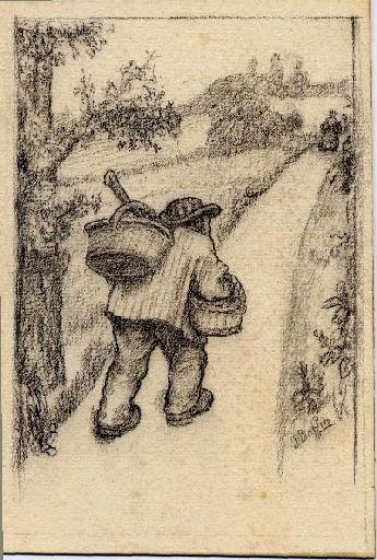 Homme portant deux paniers (Titre factice), Jean Eugène Baffier, 1905 avant