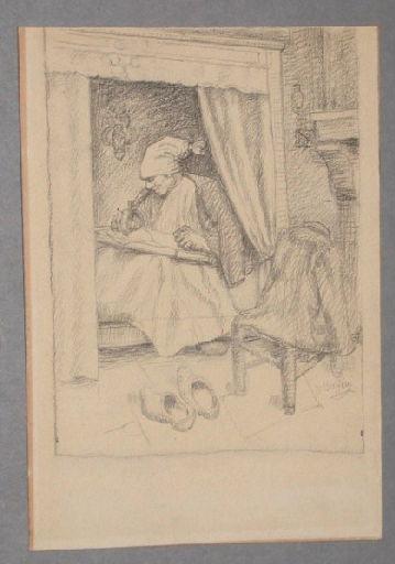 Homme en train d'écrire assis (Titre factice), Jean Eugène Baffier, 4e quart 19e siècle, 1er quart 20e siècle