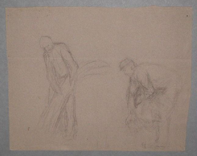 Esquisse de deux personnages, Jean Eugène Baffier, 4e quart 19e siècle, 1er quart 20e siècle
