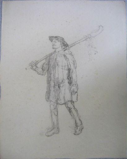 Homme vêtu d'une blouse et coiffé d'un chapeau rond (Titre factice), Jean Eugène Baffier, 4e quart 19e siècle, 1er quart 20e siècle