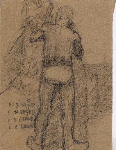 Homme à nudité sculptant un bloc de pierre (Titre factice), Jean Eugène Baffier, 4e quart 19e siècle, 1er quart 20e siècle