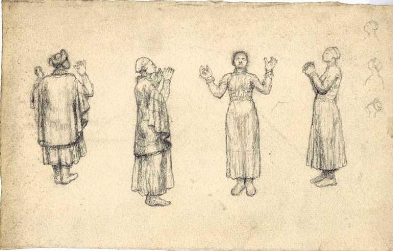 Frise de quatre personnages (Titre factice), Jean Eugène Baffier, 4e quart 19e siècle, 1er quart 20e siècle
