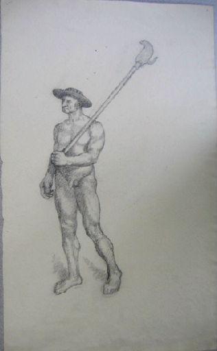Homme nu marchant à gauche (Titre factice), Jean Eugène Baffier, 4e quart 19e siècle, 1er quart 20e siècle