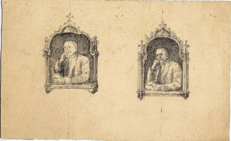 Deux portraits d'homme se tenant la tête (Titre factice)_0