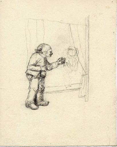 Esquisse d'homme debout de profil (Titre factice), Jean Eugène Baffier, 4e quart 19e siècle, 1er quart 20e siècle