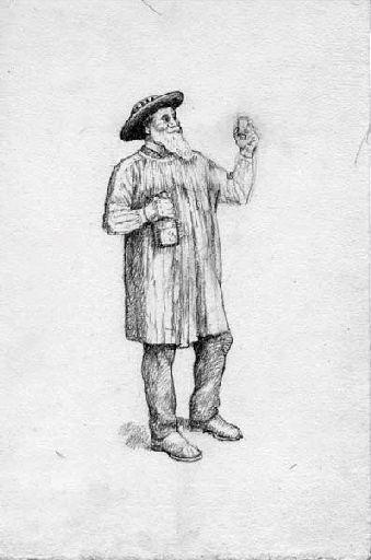 Homme barbu vu de 3/4 (Titre factice), Jean Eugène Baffier, 4e quart 19e siècle, 1er quart 20e siècle