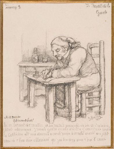 Lettres d'un vieux païsan berrichon ; Homme assis de profil (Titre factice Première vignette) ; Homme marchant avec truie (Titre factice Deuxième vignette ) ; Homme assis de dos (Titre factice Troisième vignette) ; Homme debout de profil (Titre factice Quatrième vignette)_0