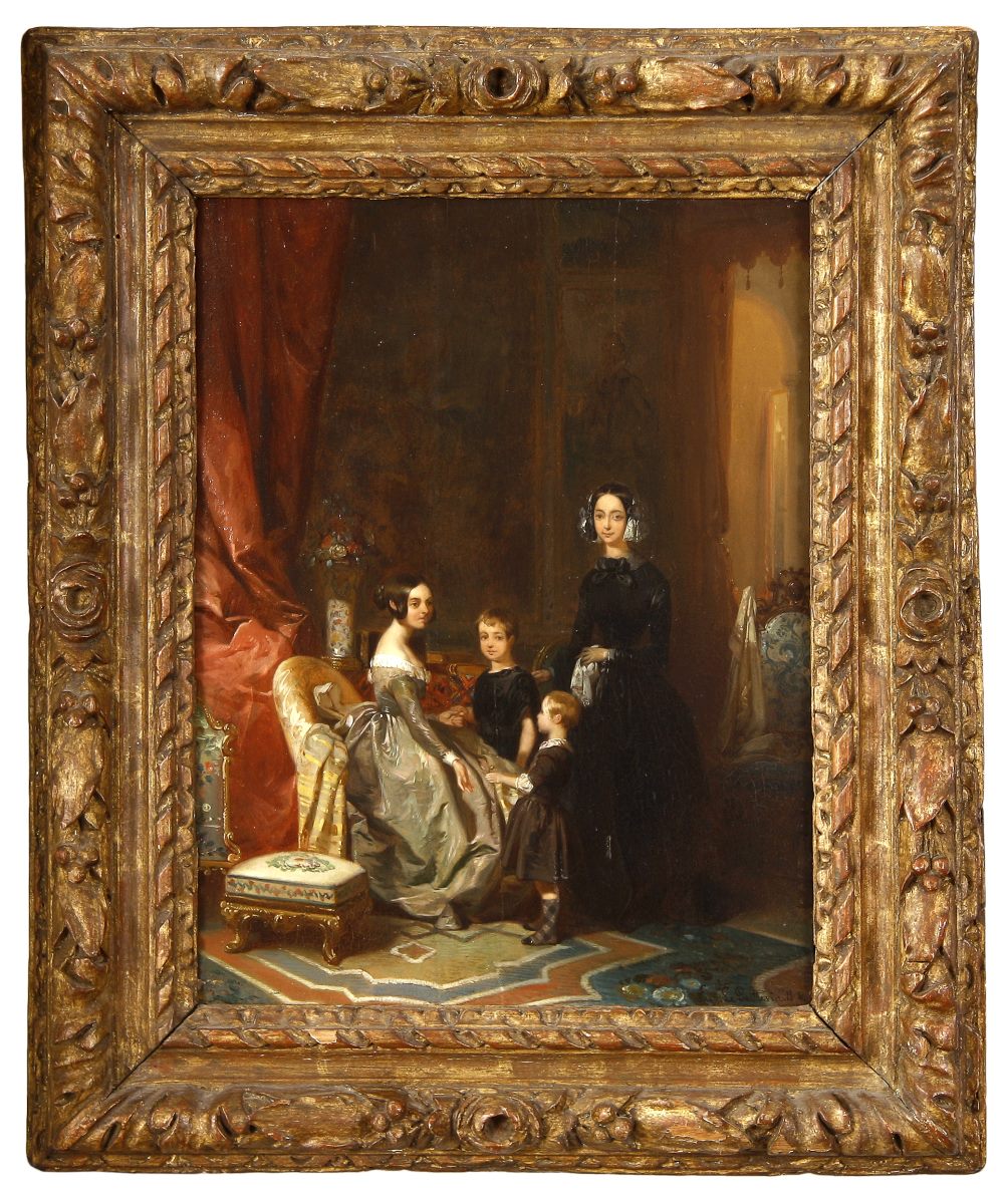La duchesse d'Orléans présentant ses enfants à la Reine Victoria, Eugène Modeste Edmond Poidevin, 1844