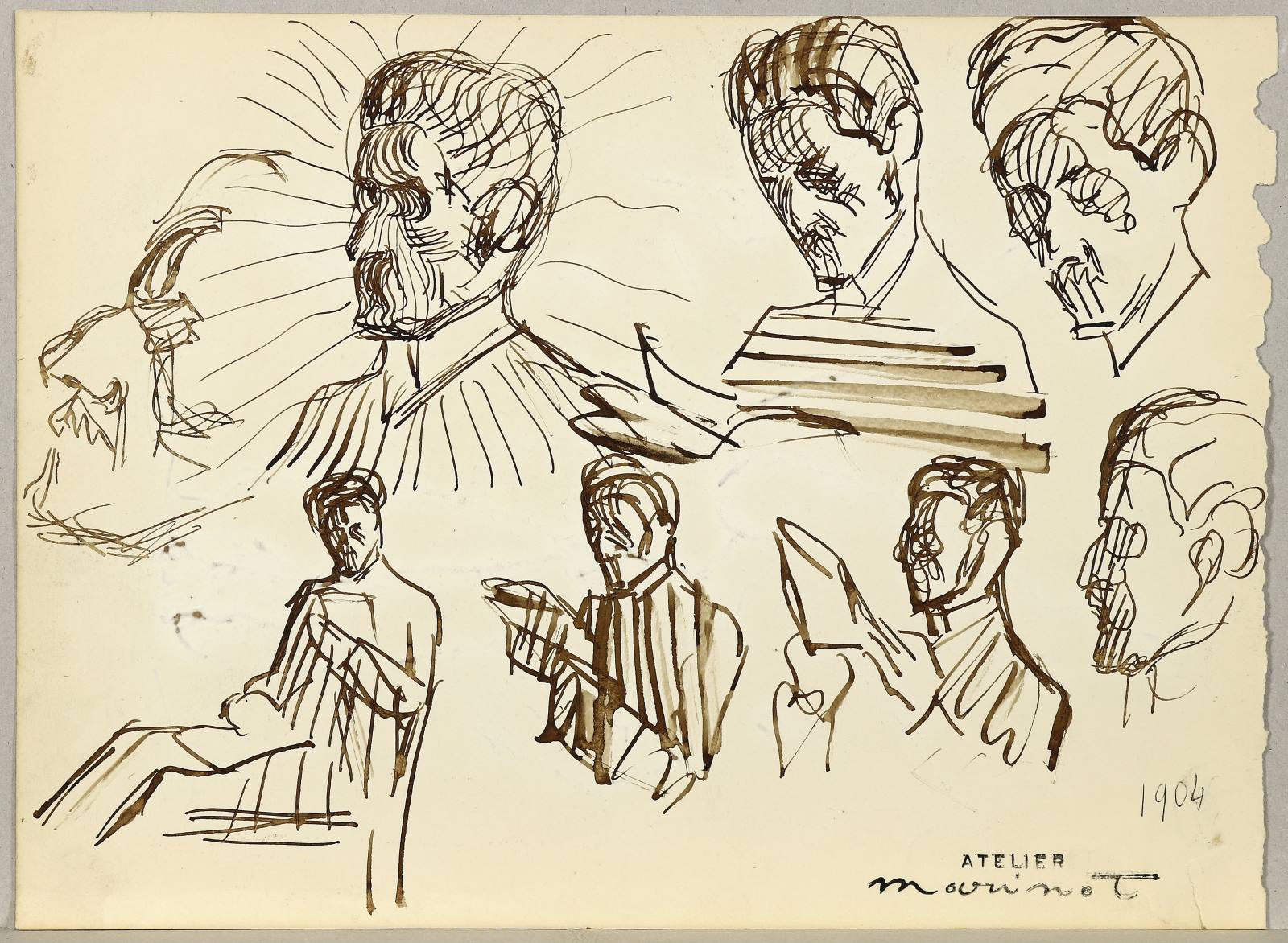 Etude têtes d'hommes et antique, Maurice Marinot, 1904